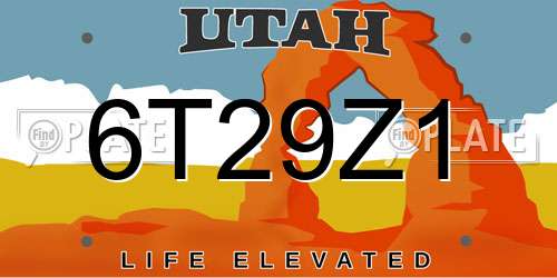 6T29Z1 Utah License Plate