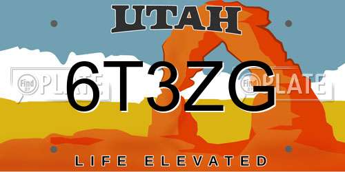 6T3ZG Utah License Plate