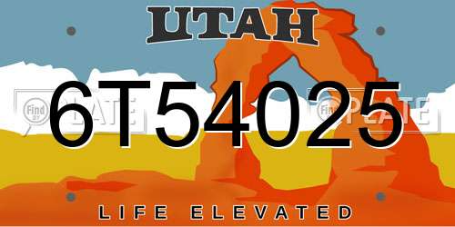 6T54025 Utah License Plate