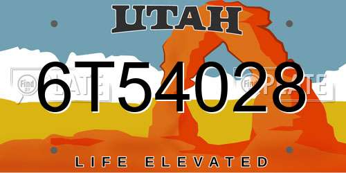 6T54028 Utah License Plate