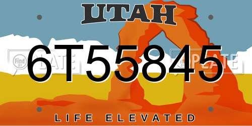 6T55845 Utah License Plate