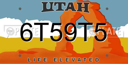6T59T5 Utah License Plate