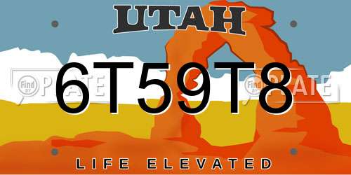 6T59T8 Utah License Plate