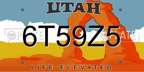 6T59Z5 Utah License Plate