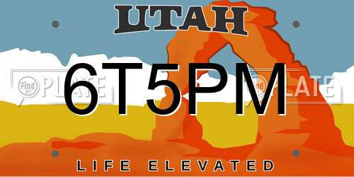 6T5PM Utah License Plate