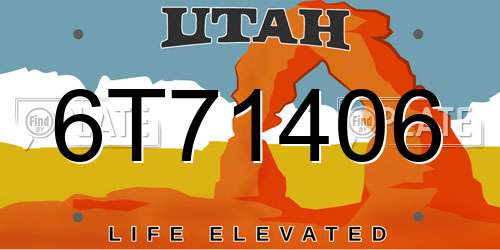6T71406 Utah License Plate