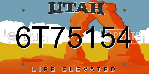 6T75154 Utah License Plate