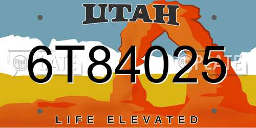 6T84025 Utah License Plate