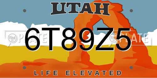 6T89Z5 Utah License Plate