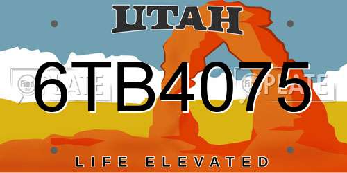 6TB4075 Utah License Plate
