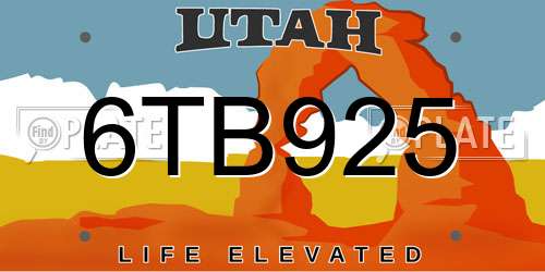 6TB925 Utah License Plate