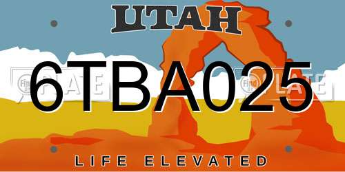 6TBA025 Utah License Plate