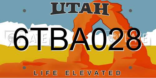 6TBA028 Utah License Plate