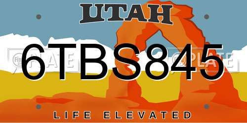 6TBS845 Utah License Plate