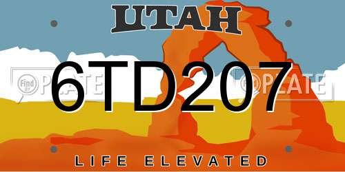 6TD207 Utah License Plate