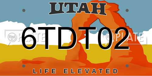 6TDT02 Utah License Plate