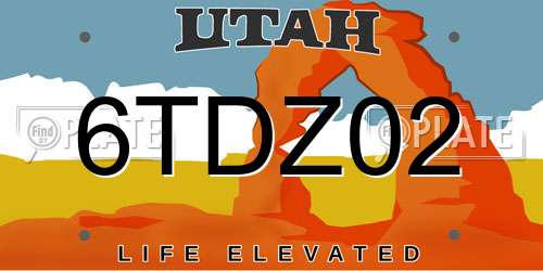 6TDZ02 Utah License Plate