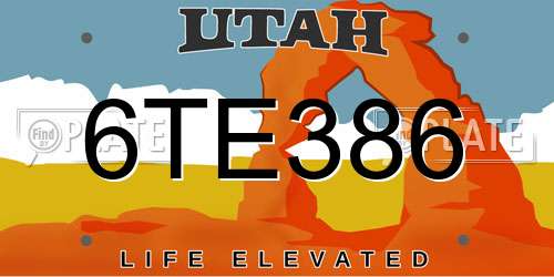6TE386 Utah License Plate