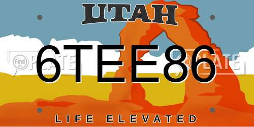 6TEE86 Utah License Plate
