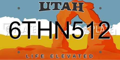 6THN512 Utah License Plate