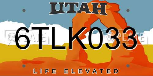 6TLK033 Utah License Plate