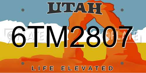 6TM2807 Utah License Plate