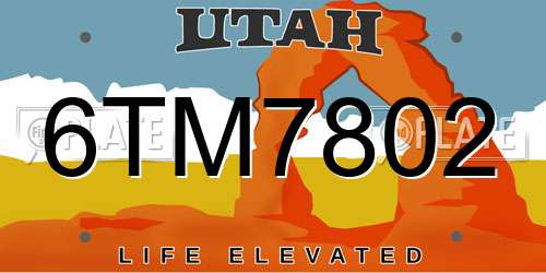6TM7802 Utah License Plate