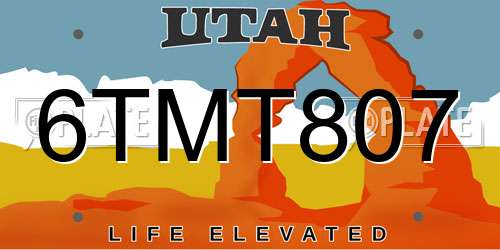 6TMT807 Utah License Plate