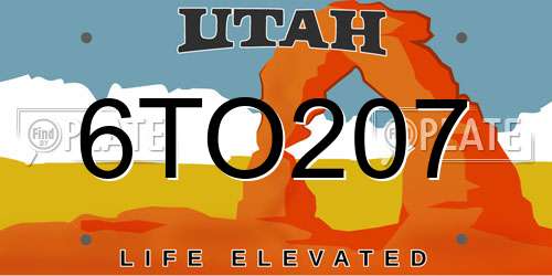 6TO207 Utah License Plate