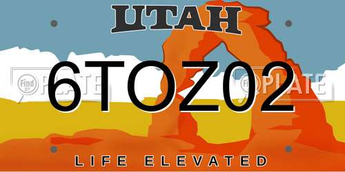 6TOZ02 Utah License Plate