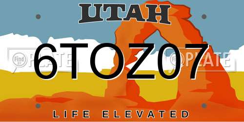 6TOZ07 Utah License Plate