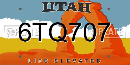 6TQ707 Utah License Plate