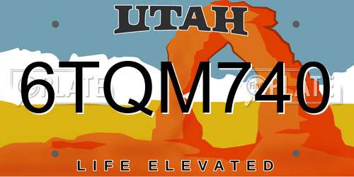 6TQM740 Utah License Plate