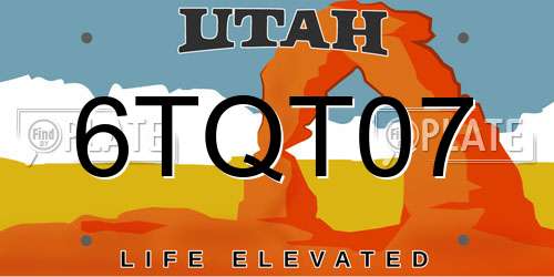 6TQT07 Utah License Plate