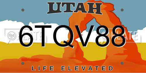 6TQV88 Utah License Plate