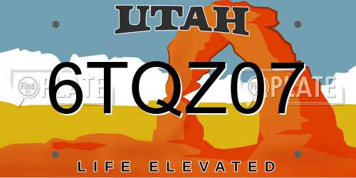 6TQZ07 Utah License Plate