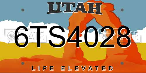 6TS4028 Utah License Plate