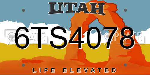 6TS4078 Utah License Plate