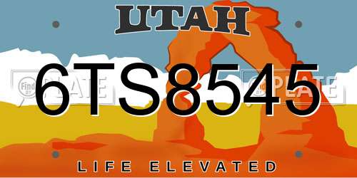 6TS8545 Utah License Plate