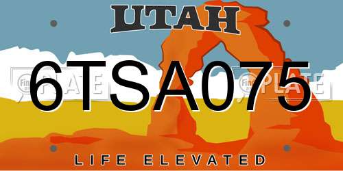 6TSA075 Utah License Plate