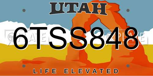 6TSS848 Utah License Plate