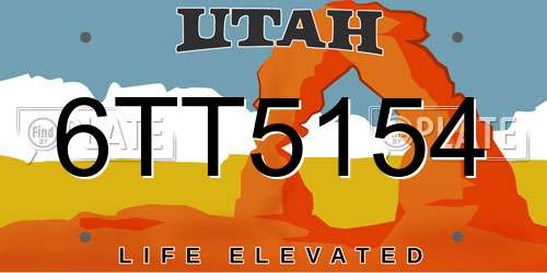 6TT5154 Utah License Plate