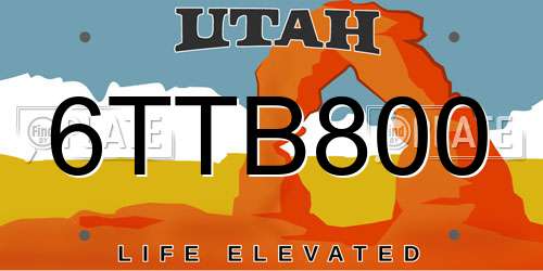 6TTB800 Utah License Plate