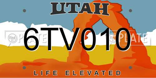 6TV010 Utah License Plate