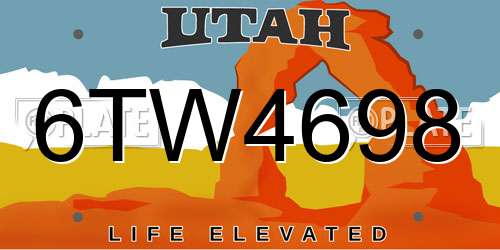 6TW4698 Utah License Plate