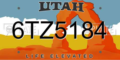 6TZ5184 Utah License Plate