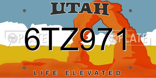 6TZ971 Utah License Plate