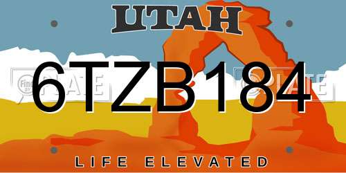 6TZB184 Utah License Plate