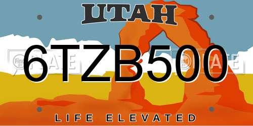 6TZB500 Utah License Plate