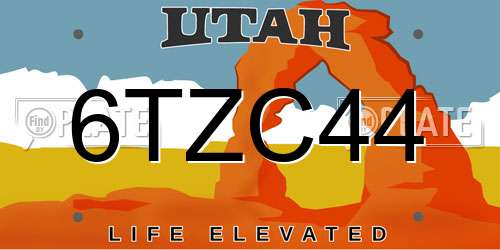 6TZC44 Utah License Plate